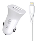 Автомобільний зарядний пристрій SkyDolphin SZ09L 15W 2×USB-A QC 3.0 з кабелем Lightning White (AZP-000108)