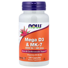 Витамин D3 и МК-7, NOW Foods "Mega D3 и MK-7" для здоровья сердца и костей (120 капсул)