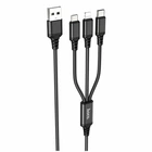 Кабель USB Hoco X76 3 в 1 Micro USB Type C Lightning 1м 2А черный для зарядки смартфонов и планшетов