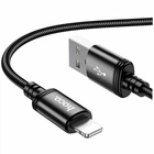 Кабель USB Lightning 2.4A 2м чорний алюмінієвий для заряджання та передачі даних Hoco X89