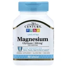 Магній гліцинат, Chelated Magnesium Glycinate, 21st Century, 90 капсул