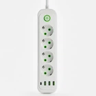Мережевий фільтр-подовжувач з 3 розетки та 3 USB A + 1 Type-C на 3 метри, білий