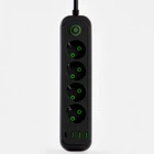 Сетевой фильтр-удлинитель 4 розетки и 3 USB A + 1 Type-C на 5 метров черный