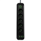 Сетевой фильтр-удлинитель 5 розеток 3 USB-A+1 USB Type-C длина 3 метра черный