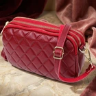 Сумка на три отделения для женщин из натуральной кожи Vintage 22889 Бордовый