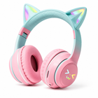 Дитячі бездротові навушники CATEAR BT618 з вушками та RGB-підсвіткою Bluetooth рожеві
