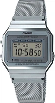 Мужские часы Casio A700WEM-7A серебристые подсветка (A700WEM-7A)