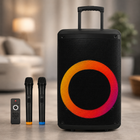 Портативна акустика ZXX-7878 / Акумуляторна колонка з Bluetooth, TWS, FM, USB, SD, RGB-підсвічуванням / Караоке колонка-валіза з 2 мікрофонами та пультом ДУ