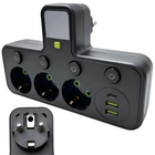 Адаптер розетки с USB-портами и 3 розетками