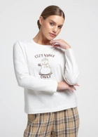 Жіночий бавовняний лонгслів із принтом Giulia EMBERLIGHT 7005/010 M White-milk print