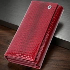 Женский кожаный лакированный кошелек ST Leather в красном цвете для карт с монетницей большой горизонтальный формат (bg226fash82)