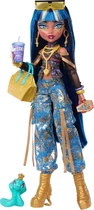 Лялька Monster High Cleo de nile Клео Де Ніл у укороченому топі та золотих джинсових штанах-карго з вихованцем-змією JHK32