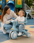 Триколісний велосипед Baby Carriage 588 з батьківською ручкою та кошиком / Велосипед-коляска Блакитний