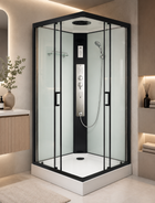Душовий бокс VERONIS BKN-4-80 80×80×215 см, низький піддон, прозоре скло, чорний профіль, гідромасаж