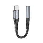 Аудіокабель HOCO LS33 Type-C to 3.5 female, nylon braid, 0,12m, Metal Gray