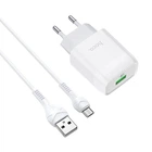 Мережевий зарядний пристрій з кабелем HOCO C72Q Glorious single port QC3.0 charger set(Type-C) 18W White