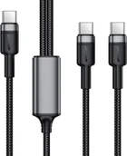 Кабель Acefast C22-02 USB-C to 2xUSB-C 100W aluminum alloy charging data cable Black (6974316285120)