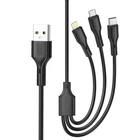 Кабель XO NB230 2.4A Rock series 3 in 1 data cable Чорний