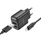 Мережевий зарядний пристрій HOCO C141A 2.1A USB-A/Lightning ABS-пластик Чорний