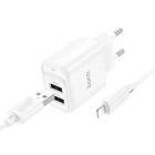Сетевое зарядное устройство HOCO C141A 2xUSB-A 2,1A 1м ABS Белый