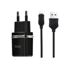 Мережевий зарядний пристрій HOCO C12 2USB 2.4A, Lightning 1м black