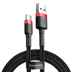 Кабель USB Type-C 3A 1м для зарядки и передачи данных черный/красный Baseus Cafule