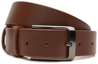 Мужской кожаный ремень Borsa Leather из натуральной кожи коричневый с классической металлической пряжкой для брюк и джинсов 70424
