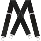 Мужские подтяжки усиленные 5 см(2") чёрные X-образные с прочными металлическими клипсами SH-05 Black
