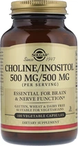 Холін + Інозитол Solgar Choline/Inositol 500 мг/500 мг 100 капсул (033984008502)