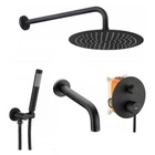 Душевая система REA LUNGO BLACK с изливом + BOX скрытого монтажа