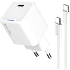 Зарядний пристрій ColorWay GaN Mini 30W PD Port PPS USB-C white + cable Type-C (CW-CHS054PDC-WT)