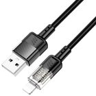 Кабель Hoco U129 Lightning для заряджання та передавання даних пристроїв Apple чорний нейлонове обплетення 1.2 м 2.4 А