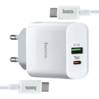 Мережевий зарядний пристрій Hoco C80A Rapido PD20W і QC3.0 для смартфонів планшетів із двома портами Type-C і USB