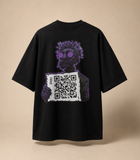 Футболка Dido чорна з QR-принтом що оновлюється зі смартфона оверсайз S-M (400523)