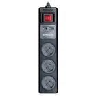 Сетевой удлинитель REAL-EL RS-3 USB CHARGE 1.8m, black (EL122500001)