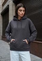 Женский худи стаф темно-серый оверсайз с капюшоном Staff lav dark gray oversize S (400659)