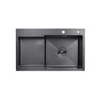 Кухонна мийка Kroner KRP Schwarze 7848RHM PVD 780х480 чорна (3,0/1,0 мм)