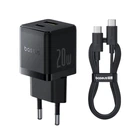 Мережевий зарядний пристрій Baseus Palm Type-C+USB Type-C cable 20W Black P10111608113-01