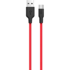 Дата кабель USB 2.0 AM to USB-C 1.0m 2A silicone X21 black+red HOCO