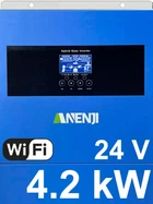 Тихий гибридный солнечный инвертор 4,2 KW ANENJI 24 V/220 V ANJ-4200W-24V-W MPPT преобразователь напряжения ( синусоида ) + модуль управления Wi Fi