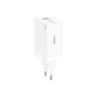 Мережевий зарядний пристрій Baseus GaN5 Pro 65W 2×USB-C + USB-A з кабелем USB-C Білий (CCGP120202)