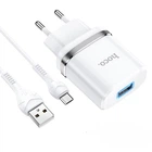 Мережевий зарядний пристрій HOCO N1 Ardent single port charger Micro USB cable 12W White