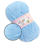 Пряжа акрилова Алізе Шекерим Бебі, Alize Sekerim Bebe, Блакитний №40, 100 г/320 м, акрил, для в'язання спицями та гачком, для дитячого одягу, пледів