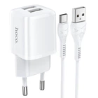 Мережевий зарядний пристрій HOCO N8 Briar dual port charger Type-C cable 12W White