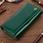Лакированный женский кошелек с блоком для визиток ST Leather 19424 зеленый