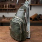 Стильна слінг сумка для жінок з екошкіри Vintage 22745 зелена