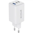 Зарядное устройство Proove Pocket GaN 65W Сетевой адаптер 2Type-C/USB с быстрой зарядкой QC4+/PD3.0, Белый