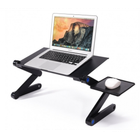 Столик для ноутбука розкладний трансформер з активним охолодженням Laptop Table T8 чорний