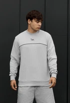 Мужской свитшот Стаф светло-серый однотонный с логотипом отражающий Staff logo light gray reflective M (402562)
