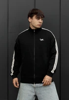 Олимпийка мужская стаф черная светоотражающая с молнией оверсайз Staff lok zip light black oversize L (402616)